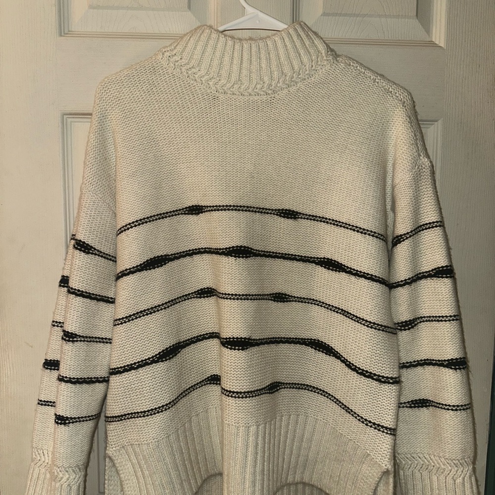 Falls Creek Cream and Black Cowl Neck Sweater